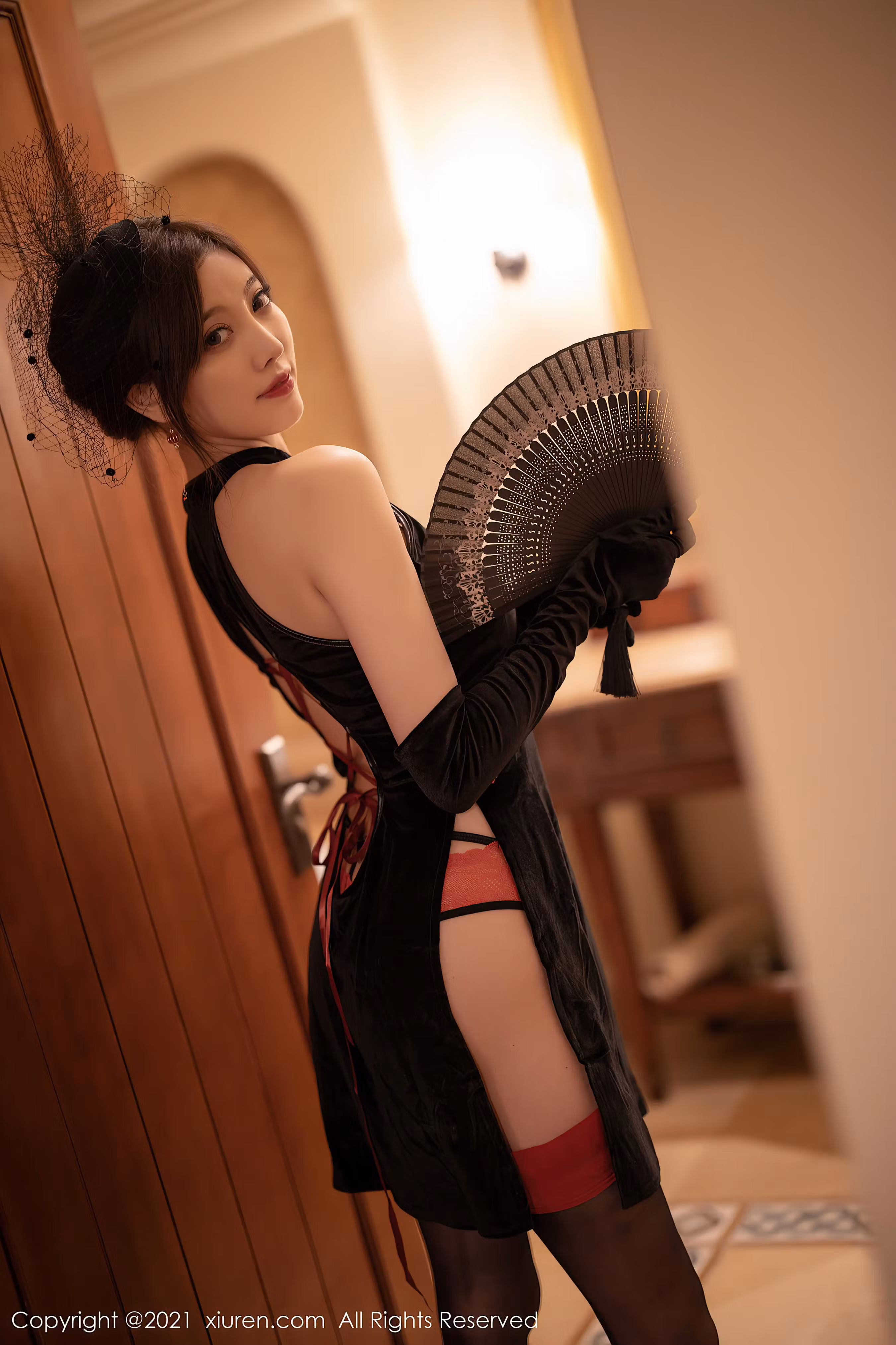 中式古风私房摄影墙壁壁灯温馨色调背景